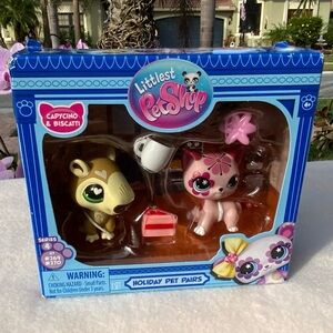 LPS Holiday Pet Pairs Series 4 #269 #270 Capycino Biscati Littlest Pet Shop NIB